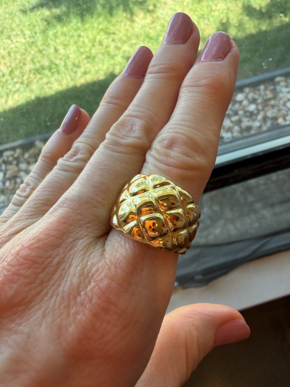 Like New Beautiful Bellezza Bronze Degrade Bombe Quilted Ring - 7